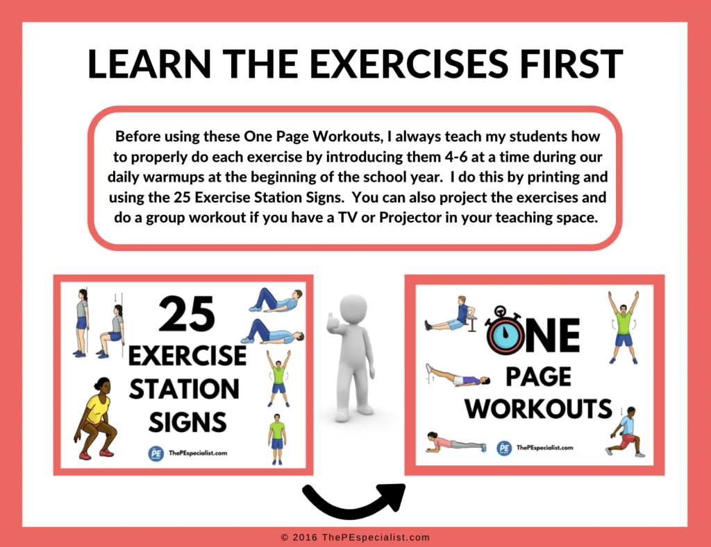 Printable Exercise Posters for Physical Education Class